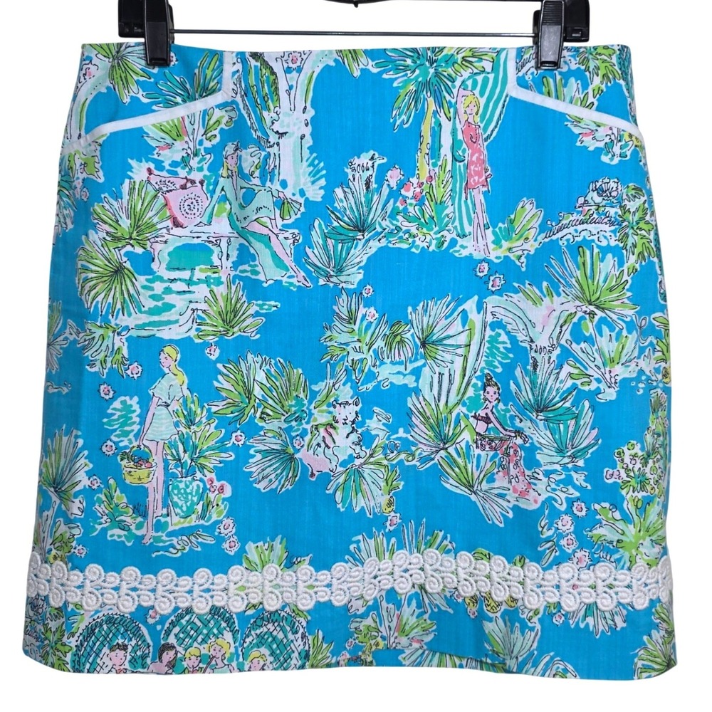 Lilly Pulitzer Originals RARE Jungle Glam Mini Skirt Women 10 Blue Vintage EUC - Picture 3 of 10